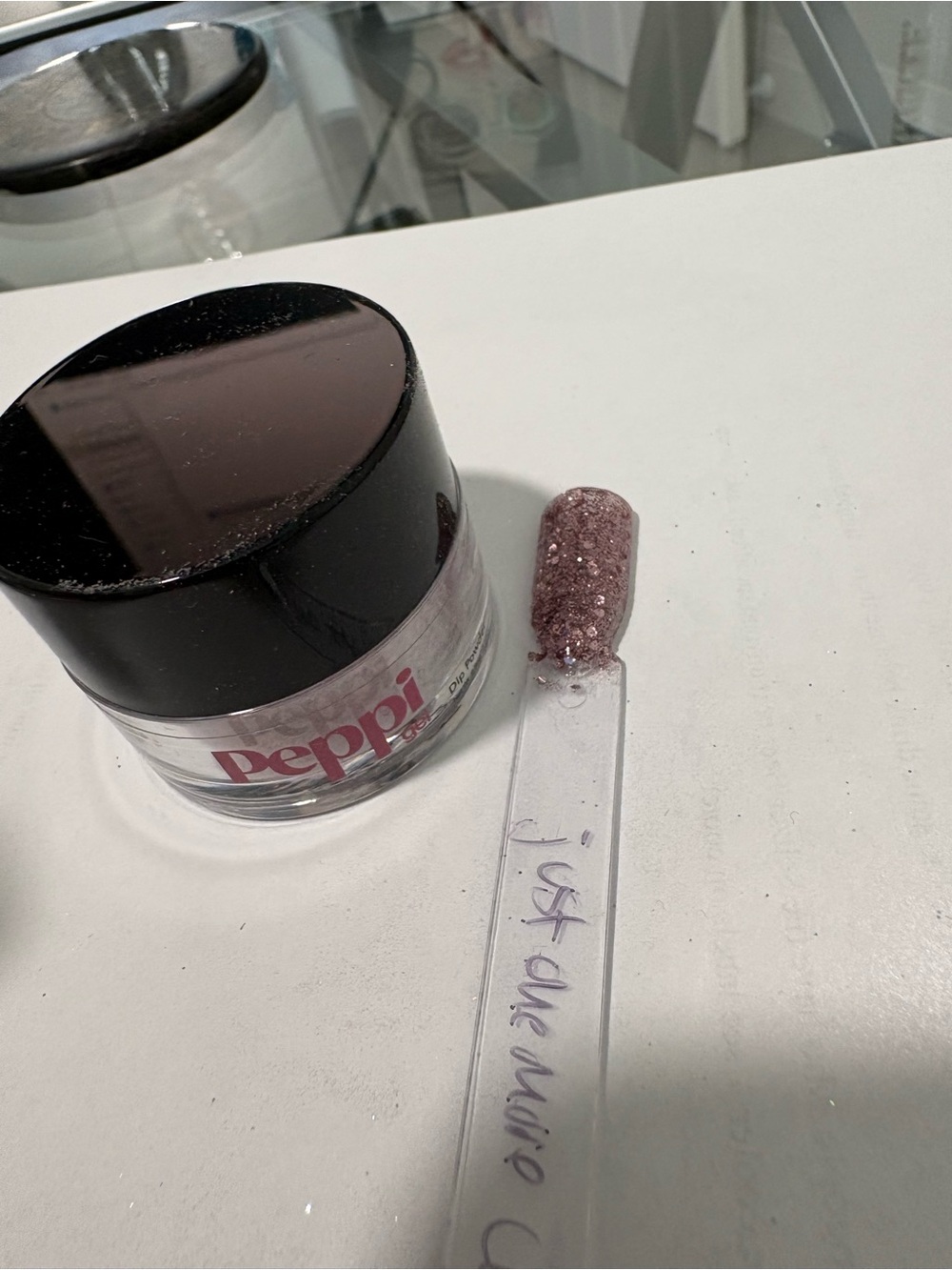 Peppi Gel Just One More Chapter pink glittery dip nail powder